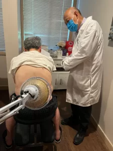 Patient being treated